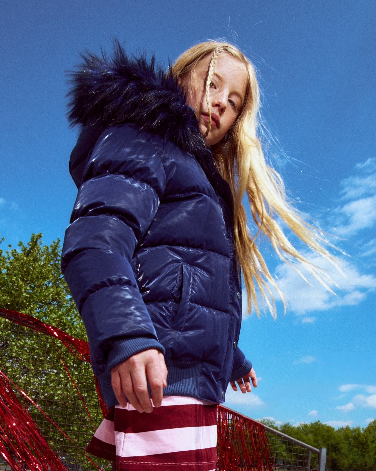 Navy Shine Kyla Puffer Coat