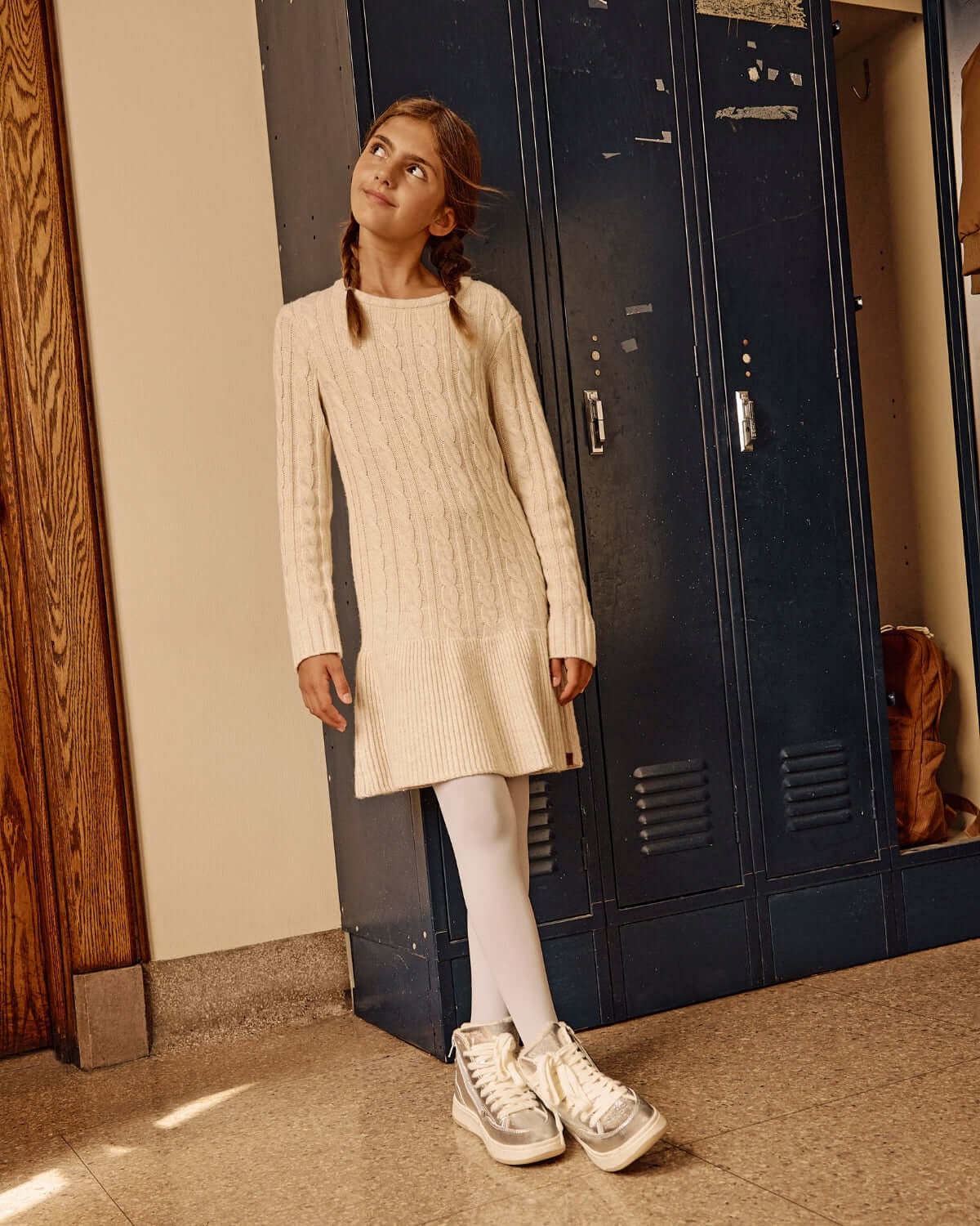 Cream Fisherman Sweater Dress
