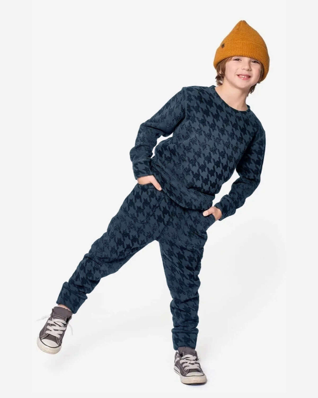 Blue Houndstooth Revel Crewneck